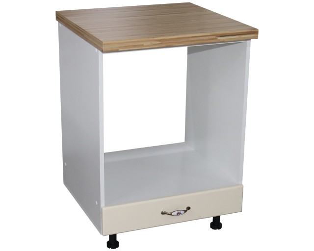 Corp pentru cuptor incorporabil cu sertar Zebra, Alb/MDF Vanilie, cu blat artar, 60 x 85 x 60 cm
